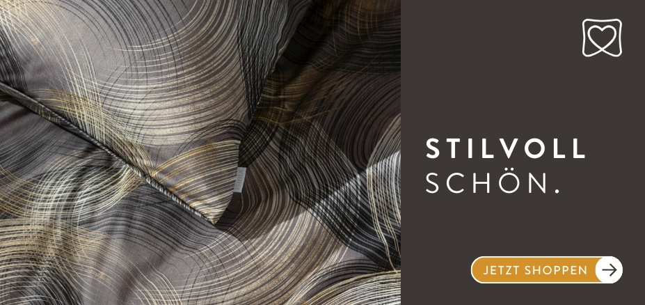 Gemütliche Bettwäsche in grau und gelbtönen auf der Timeless Chic Seite | Estella Online-Shop