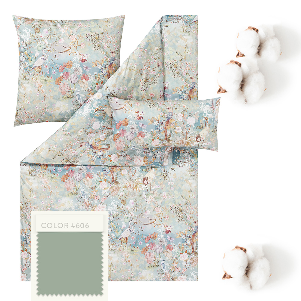 Bettwäsche Anthea mit passenden Spannbettlaken in salbei