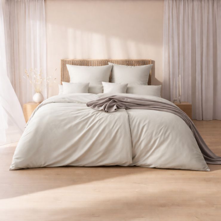 Uni-Bettwäsche Valetta in elfenbein (helles, fast weißes Beige)