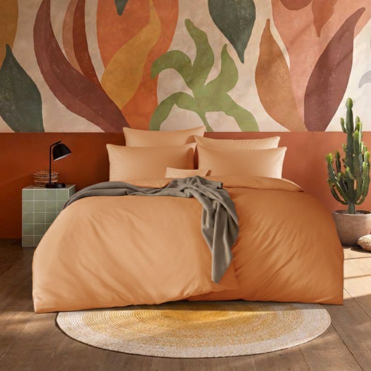 Uni-Bettwäsche Valetta in apricot (heller, pfirsichfarbener Orangeton)