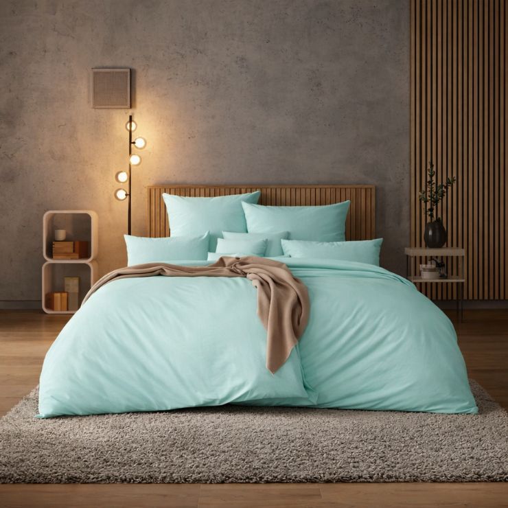 Uni-Bettwäsche Valetta in azur (ein strahlender, türkisblauer Farbton)