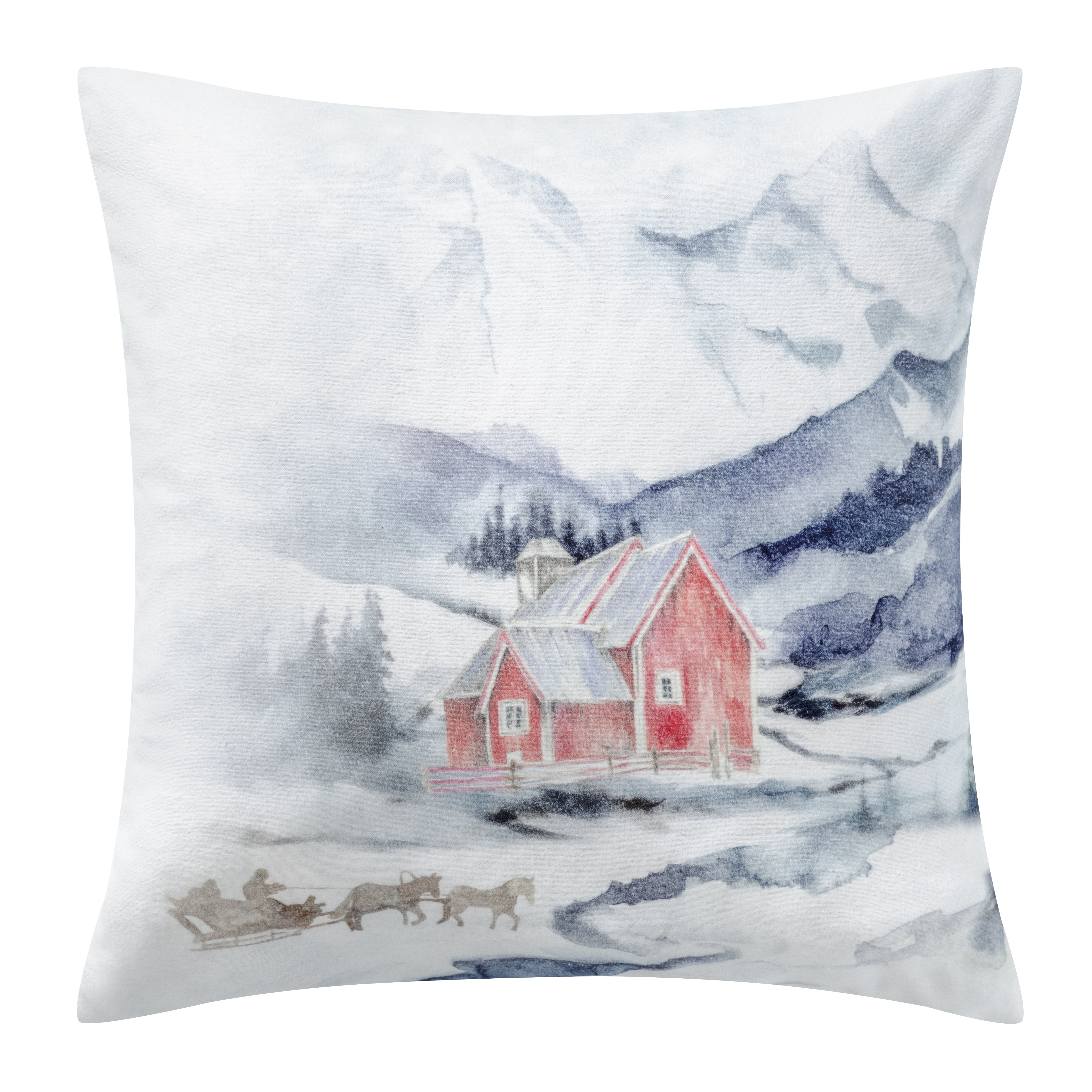 Dekokissenbezug Sleigh Ride mit Motiv (Schneelandschaft mit Haus) | Estella Online-Shop