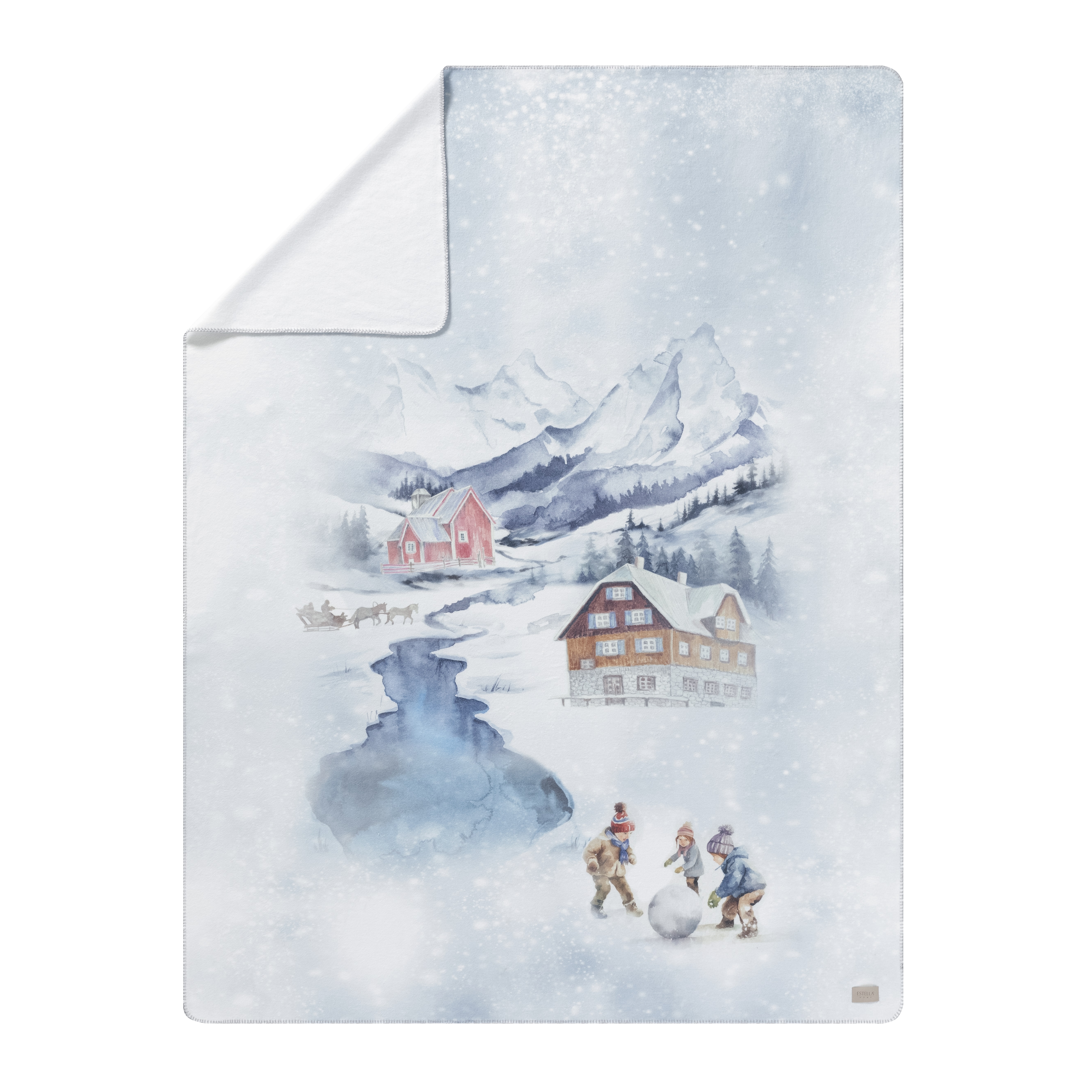 Wohndecke Mountain lake mit Motiv (Winterliche Landschaft) | Estella Online-Shop
