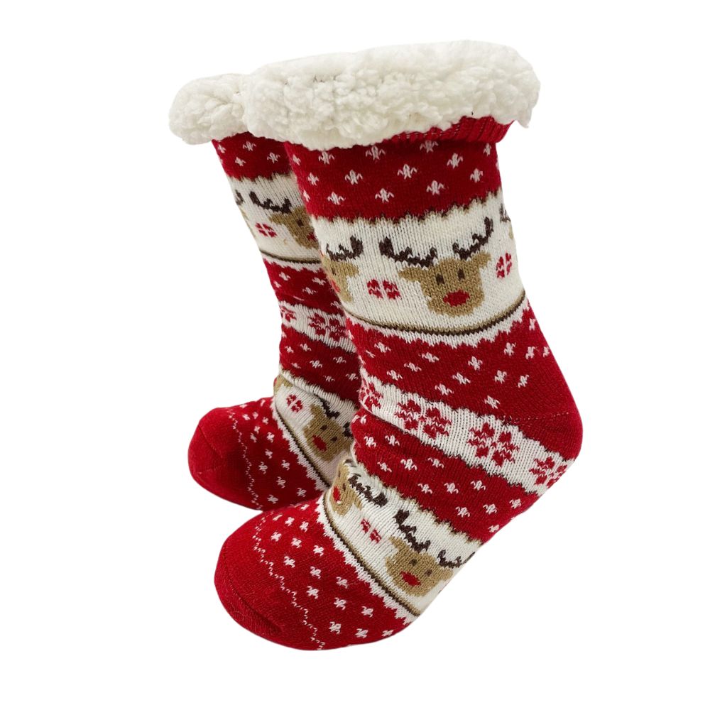 Kuschelige Socken in rot mit Weihnachtsmuster | Estella Online-Shop