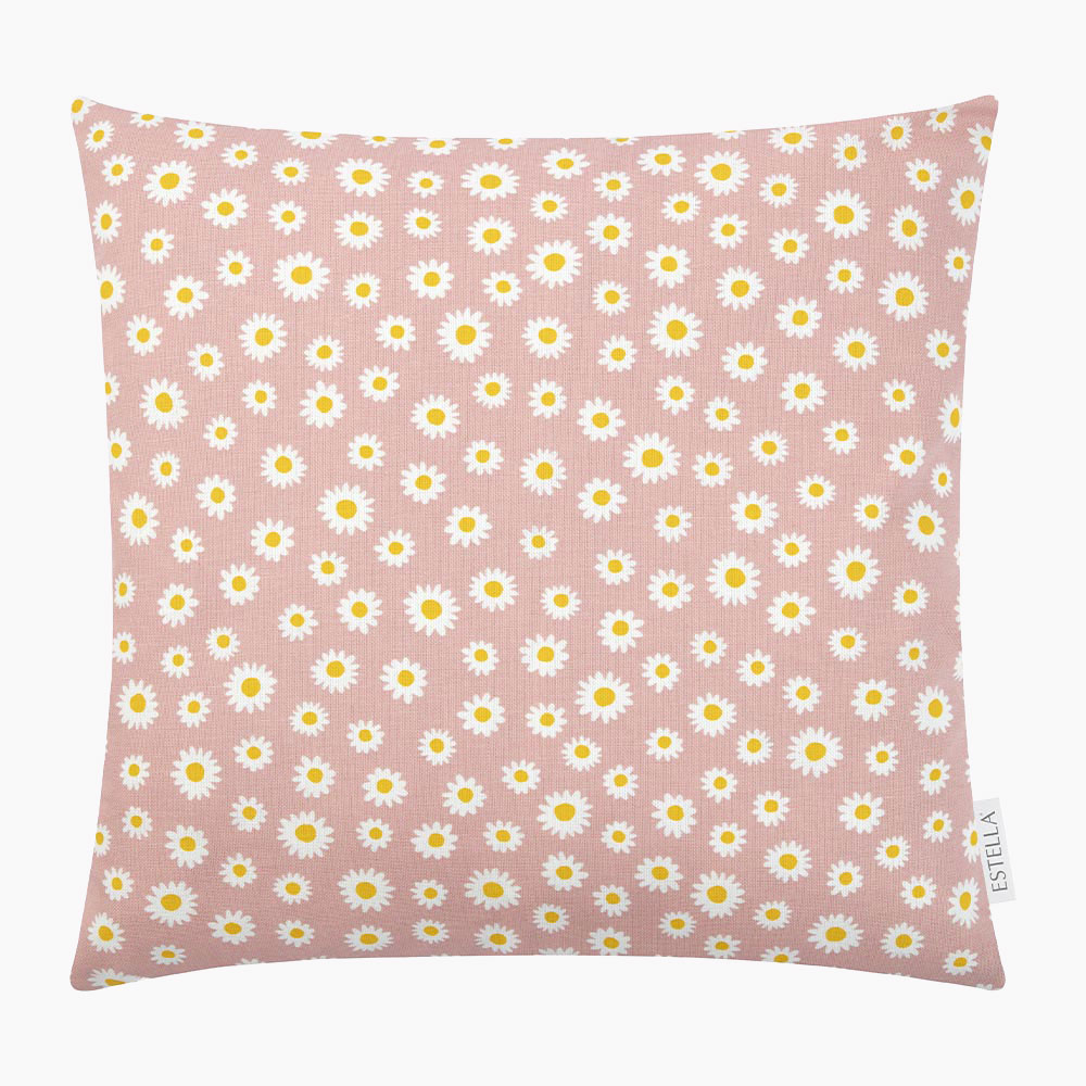 Quadratisches Dekokissen Maisy mit floralem Muster in Rosa