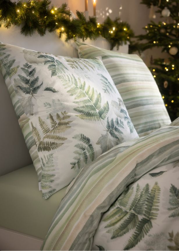 Flanellbettwäsche Fern Leaves - Detailaufnahme auf Bett