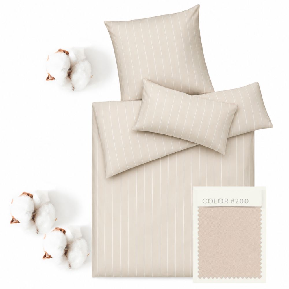 Beige Jersey Bettwäsche Milo im Streifenlook mit passender Spannbetttuchfarbe in beige
