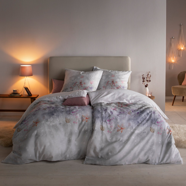 Flanellbettwäsche Stella in silber