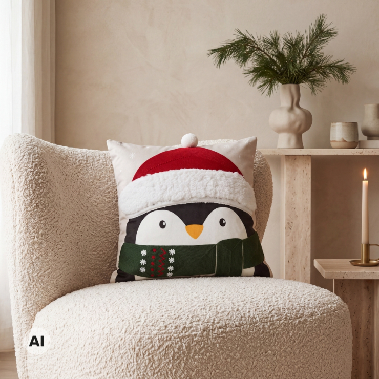 Dekokissen Happy Penguin | silber 